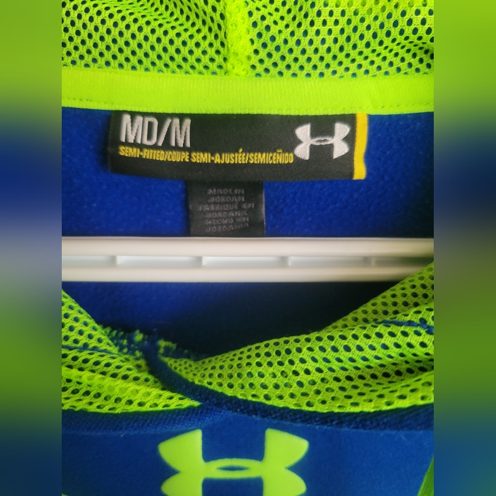 Under Armour Royal Blue Hoodie with Lime Accents - Picture 2 of 3